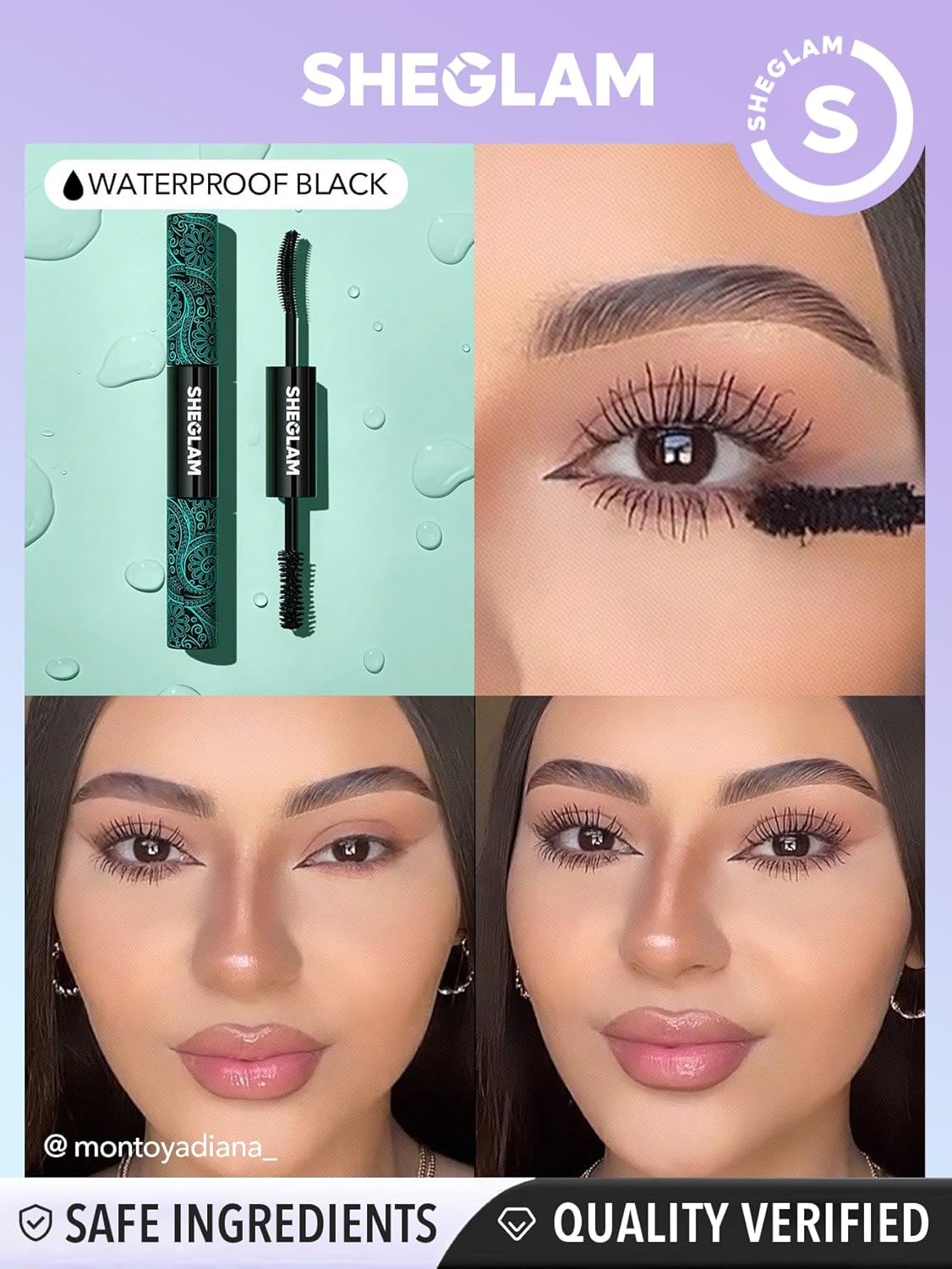 SHEGLAM 2 In 1 Black Volume and Length Waterproof Mascara Long Lasting Dual-Ended Tubing Eye Makeup : Beauty & Personal Care