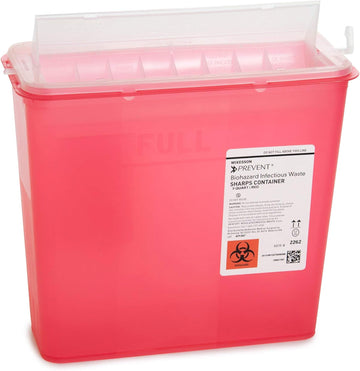 Mckesson Prevent Sharps Container For Home Use, 5 Quart - For Biohazard Infectious Waste, Needle And Syringe Disposal - Translucent, Touchless Lid - Red, 1 Count