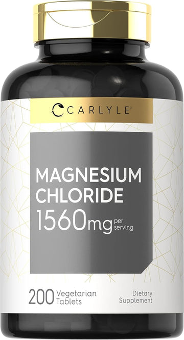 Carlyle - Magnesium Chloride | 1560Mg | 200 Tablets | Cloruro De Magnesio Supplement | Vegetarian, Non-Gmo, And Gluten Free Formula