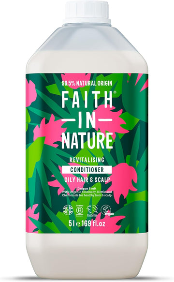 Faith In Nature Natural Dragon Fruit Conditioner, Revitalising For Oily Hair & Scalp, Vegan & Cruelty Free, No Sls, Silicones Or Parabens, 5L Refill Pack