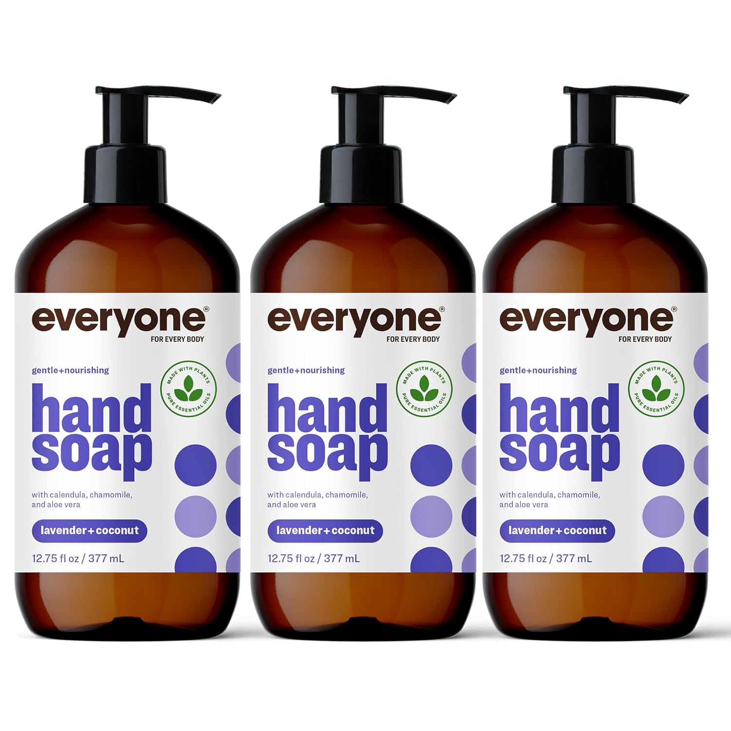 Everyone Liquid Hand Soap, 12.75 Ounce (Pack Of 3), Lavender And Coconut, Plant-Based Cleanser With Pure Essential Oils