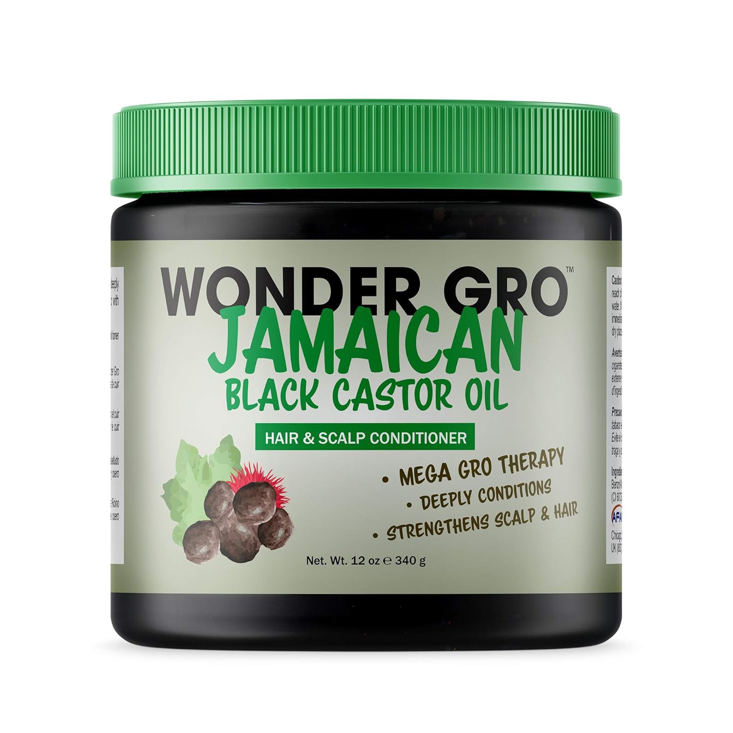 Jamaican Black Castor Oil Hair Grease Styling Conditioner, 12 Fl Oz - Great For Strengthening - Mega Hair Growth Therapy By Wonder Gro