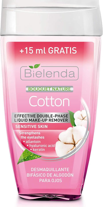 Bielenda Bouquet Nature - Soothes And Alleviates Irritation, Removes Signs Of Eye Fatigue And Puffiness - Cotton Gentle Double Phase Liquid Make Up Remover - 140 Ml