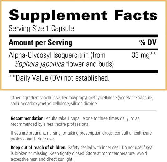 Integrative Therapeutics Alpha-Glycosyl Isoquercitrin - Quercetin Supplement To Support Antioxidant Pathways And Cellular Regulation* - Flavonoid Supplement - Gluten-Free & Vegan - 60 Vegan Capsules