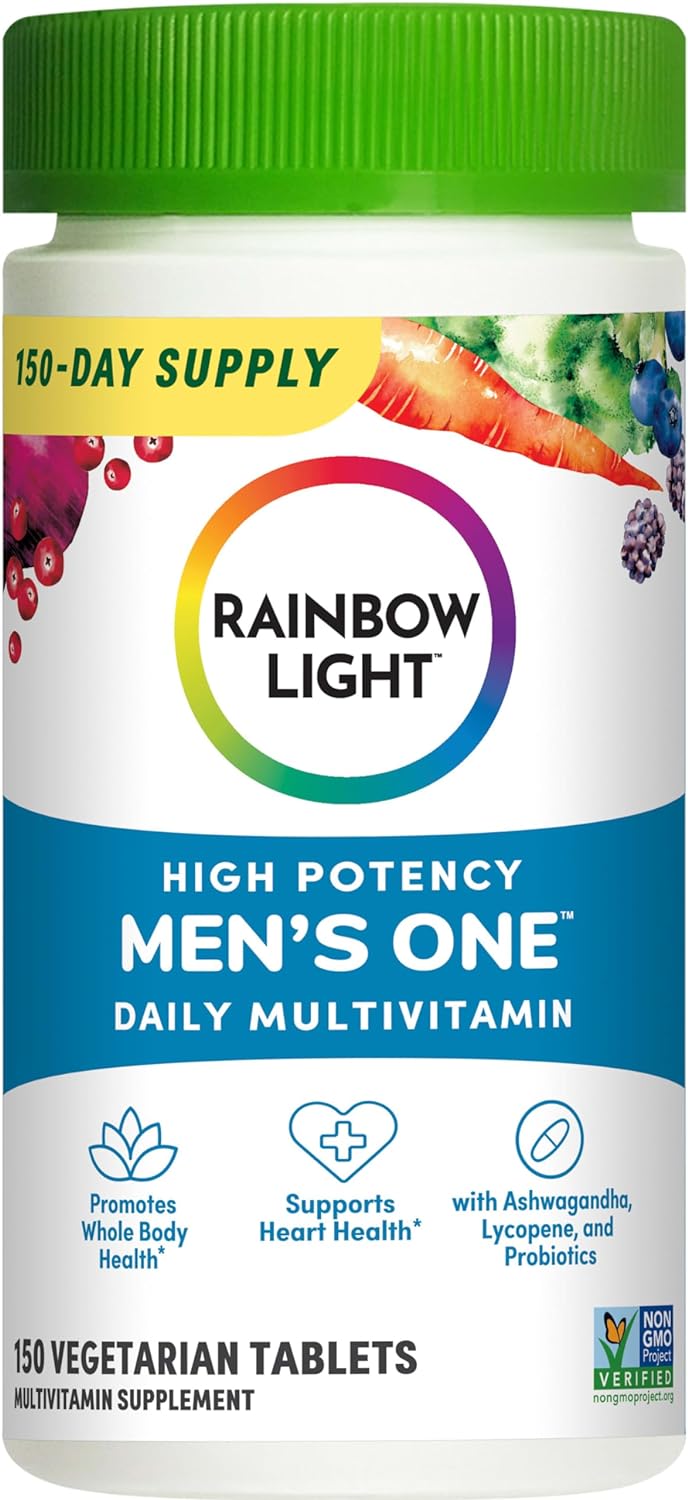 Rainbow Light Multivitamin For Men, Vitamin C, D & Zinc, Probiotics, Men'S One Multivitamin Provides High Potency Immune Support, Non-Gmo, Vegetarian, 150 Tablets