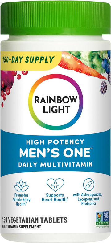 Rainbow Light Multivitamin For Men, Vitamin C, D & Zinc, Probiotics, Men'S One Multivitamin Provides High Potency Immune Support, Non-Gmo, Vegetarian, 150 Tablets