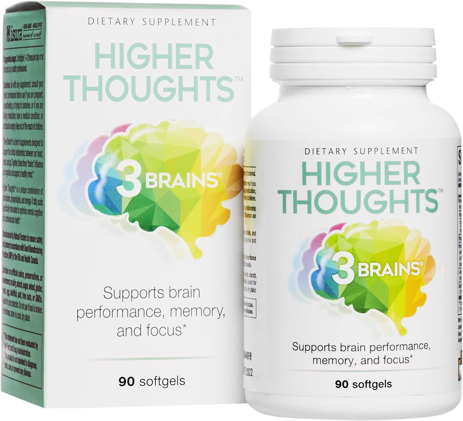 Natural Factors 3 Brains, Higher Thoughts, Support For Cognitive Health And Brain Function, Daily Dietary Supplement, 90 Softgels (45 Servings)