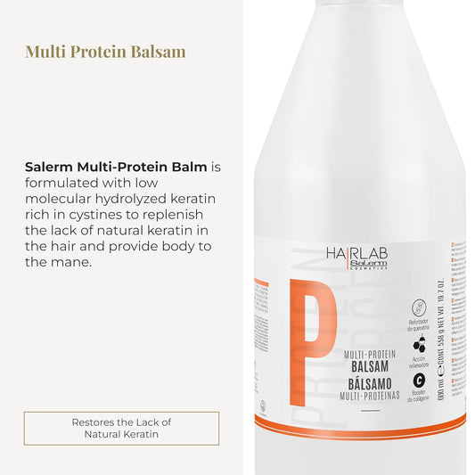 Salerm - Hair Conditioner - Multi-Proteins Hair Lab Balm - 600 Ml - Helps Strengthen And Repair Hair - Adds Volume - Paraben-Free