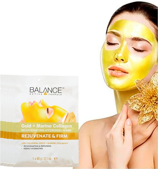 Katsy Style Gold + Marine Collagen Rejuvenating Hydrogel Mask 60G X5 - Deeply Hydrates, Soothes, And Cools For Radiant, Healthy Skin - Enriched With Colloidal Gold And Marine Collagen