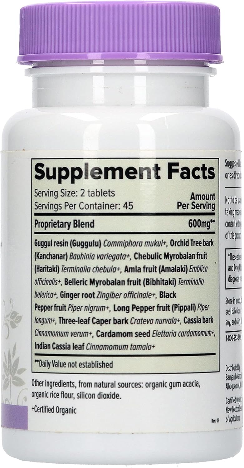 Banyan Botanicals Kanchanar Guggulu Tablets – Organic Ayurvedic Guggulu Formula – Ayurvedic Herbs for The Healthy Elimination of Natural Toxins* – 90 Tablets – Non-GMO Sustainably Sourced Vegan