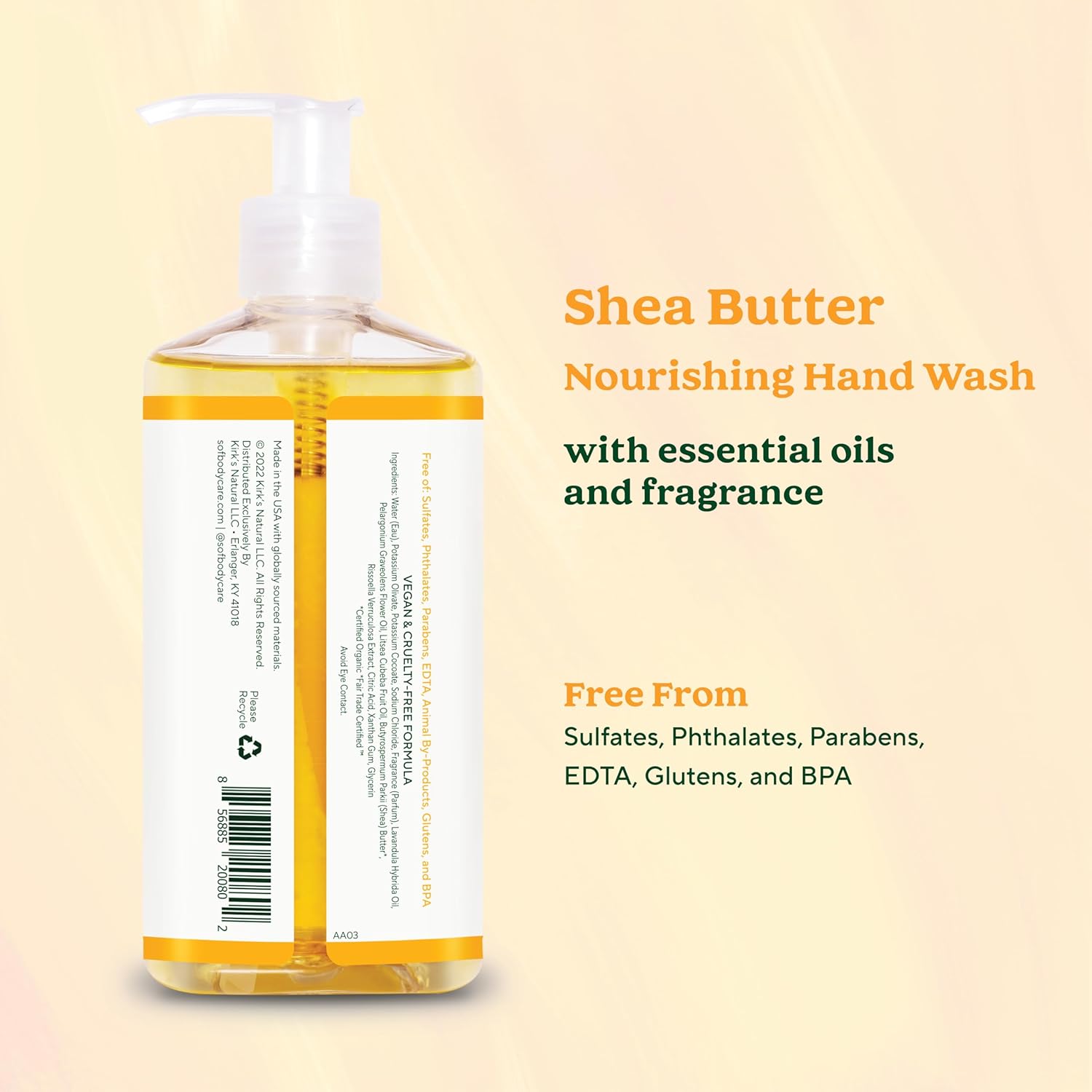 Sof Nourishing Hand Wash - With Moisturizing Sea Algae, Coconut & Olive Oil- Vegan & Non Gmo- Free From Phthalates, Sulfates & Parabens- Wild Rose - 8 Oz Bottle 3 Pack