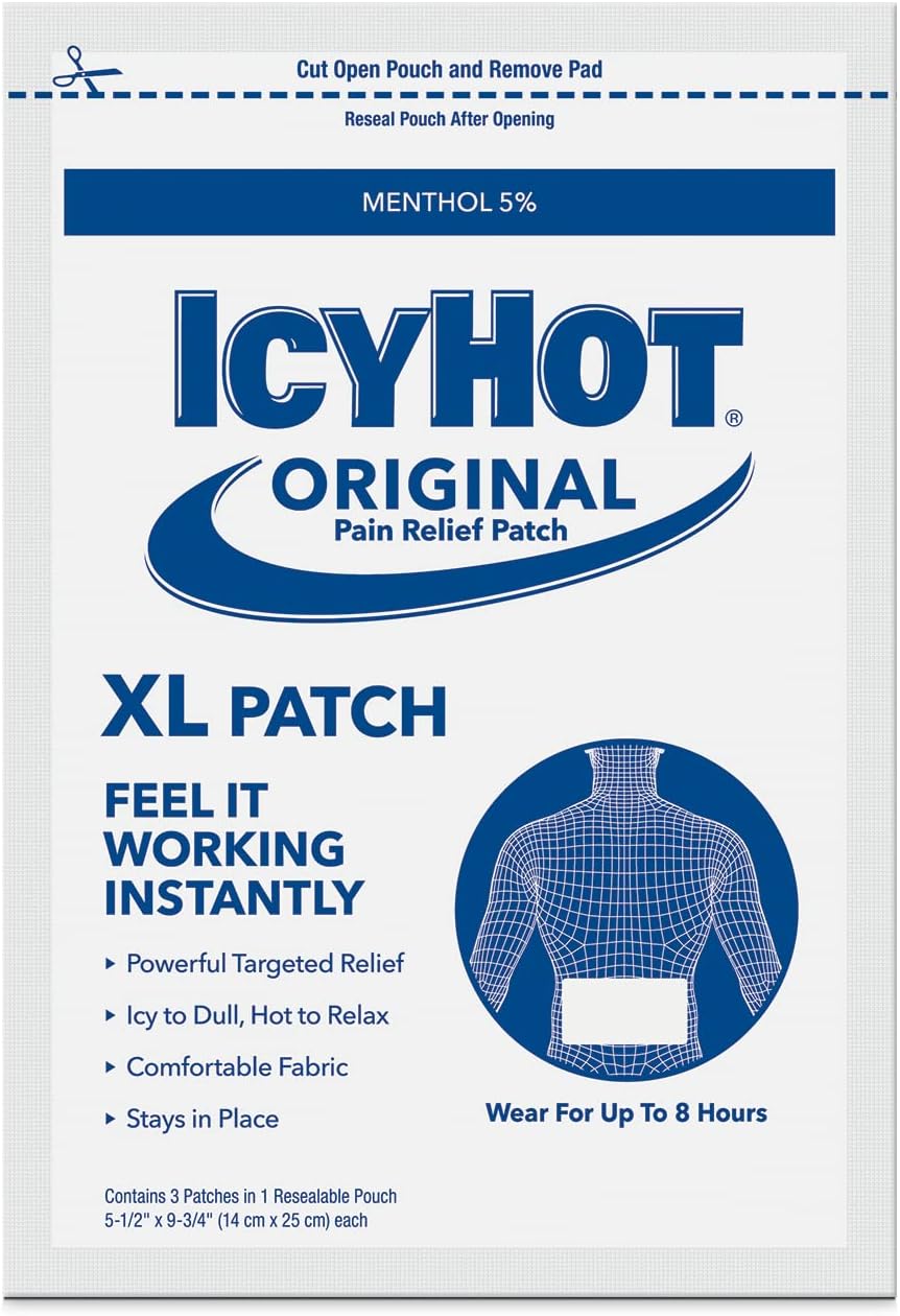 Icy Hot Extra Strength Medicated Patch, XL Back & Large Areas, 3 Count (Pack of 1) : Health & Household
