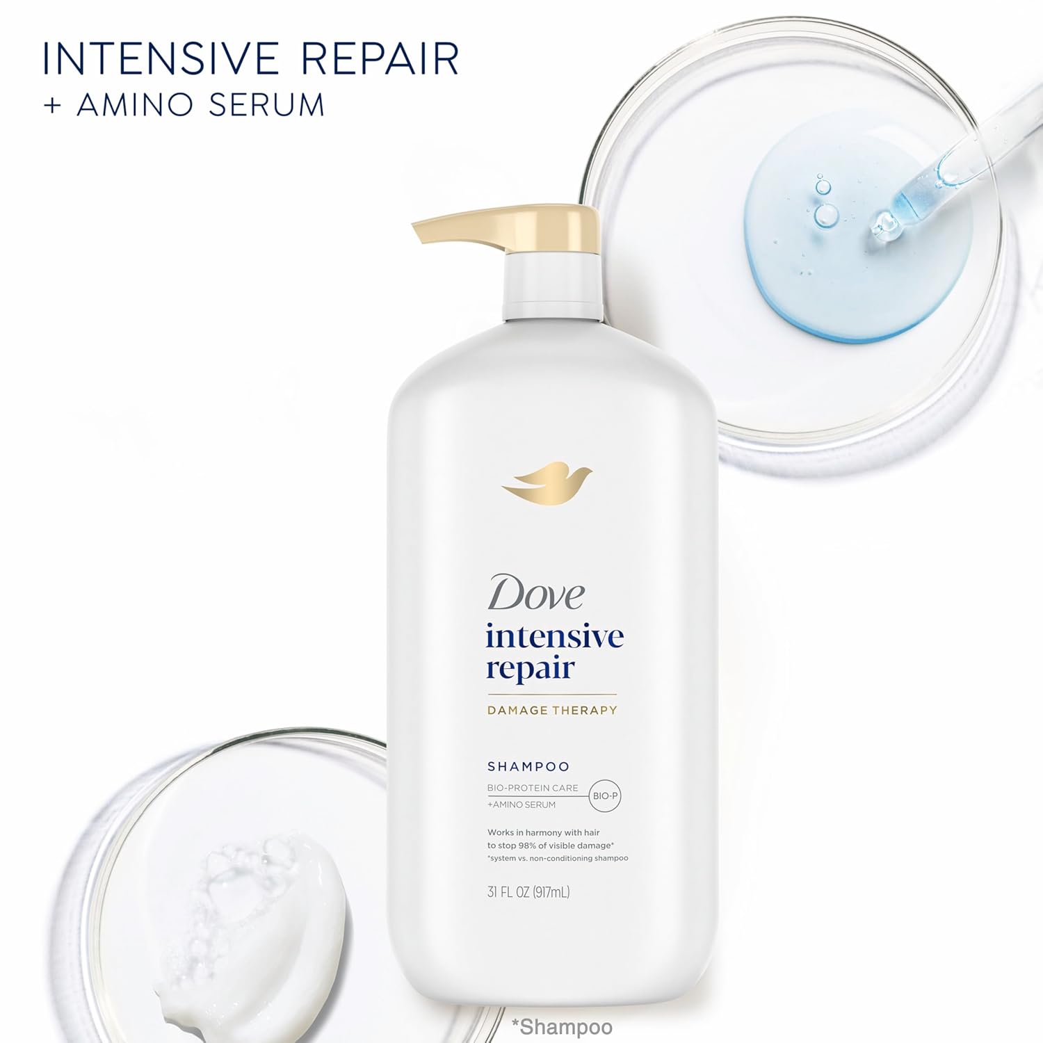 Dove Shampoo Intensive Repair Pack of 4 for Damaged Hair Shampoo with Bio-Restore Complex 31 oz : Beauty & Personal Care