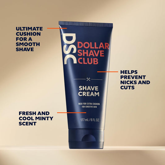 Dollar Shave Club, Shave Cream 2-Pack, Formulated With Aloe Leaf Juice, Macadamia & Coconut Oils, No Alcohol, Synthetic Dyes Or Parabens, Extra Thick Pillowy Cushion With Mint Tingle