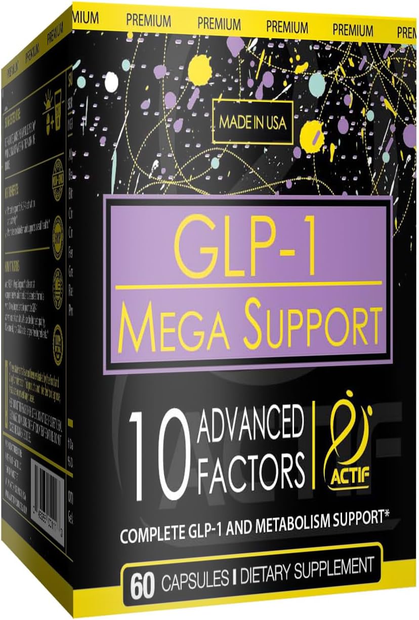 ACTIF GLP-1 Mega Support with 10 Advanced Weight Factors and Probiotics, GLP-1 Activator and Metabolism Support, Non GMO, Made in USA, 60 Count : Health & Household