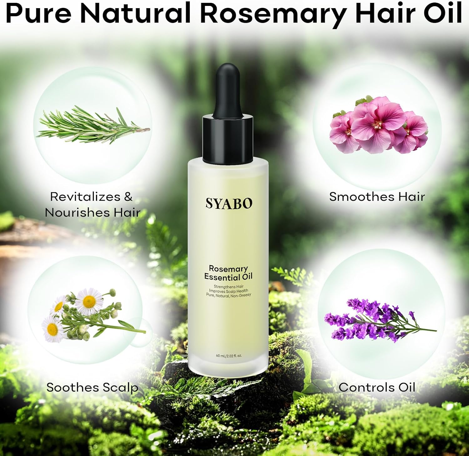 Rosemary Essential Oil, 100% Pure and Natural Premium Glass Dropper Hair Oil, Rosemary Essential Hair Oils for Hair Care, Hair Oiling, Strengthen Hair Follicles, Nourish Dry Scalp 2.02 FL OZ : Health & Household