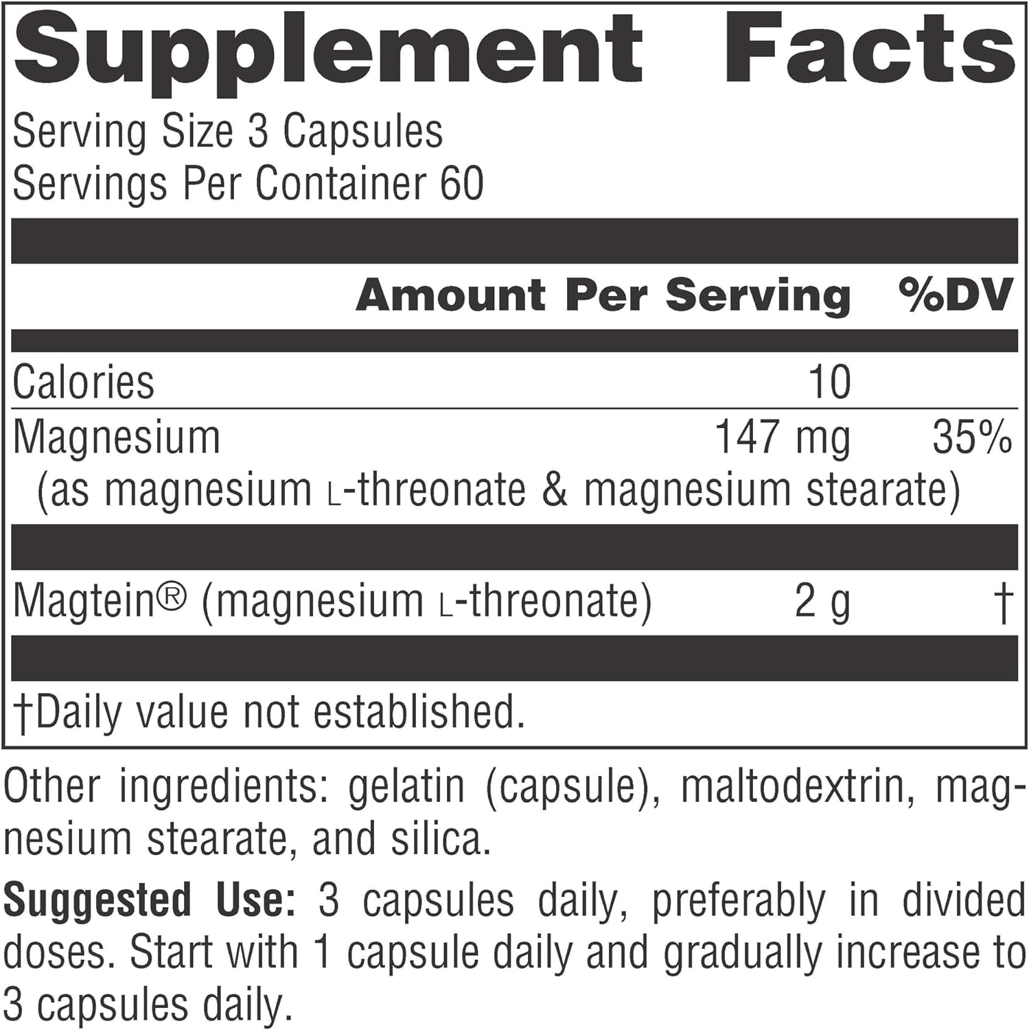 Source Naturals Magtein Magnesium L-Threonate 667mg Supports Focus, Mood, Healthy Memory, Cognitive Function, Sleep* - 90 Capsules : Health & Household