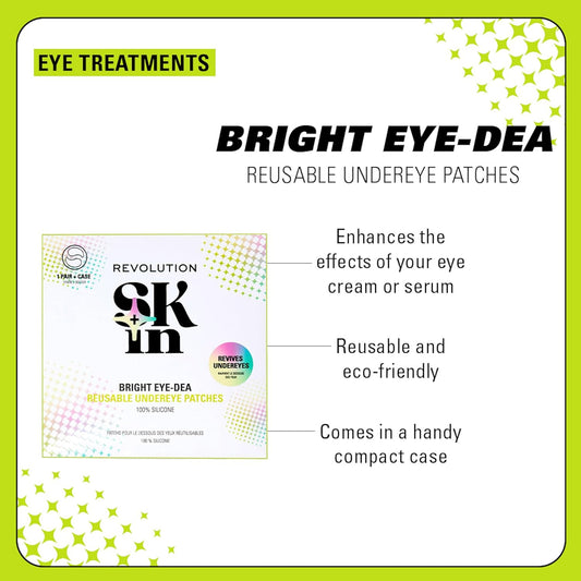 Revolution Skin, Bright Eye Reusable Silicone Eye Patches, Depuffs & Hydrates Eyes, Vegan & Cruelty-Free, 1 Pair Included
