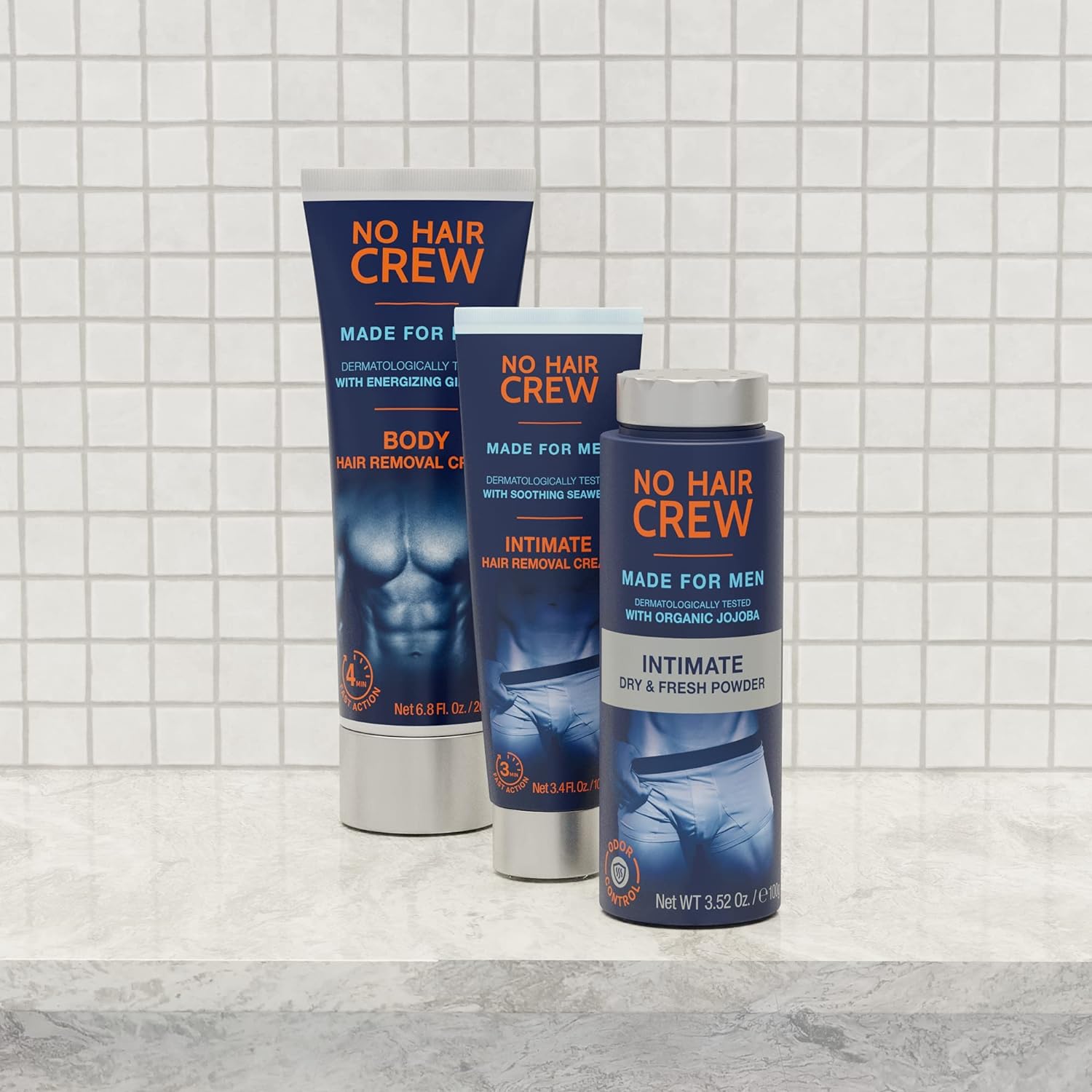 No Hair Crew | The Mega Bundle | Intimate and Body Hair Removal Creams with Intimate Dry & Fresh Powder | Made for Men : Beauty & Personal Care
