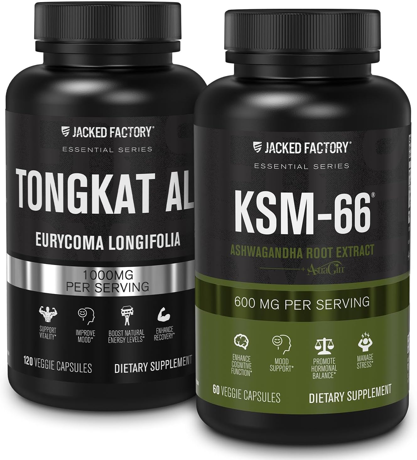 Jacked Factory Vitality Supplement Stack | Ksm-66 (Ashwagandha) W/ 5% Withanolides & Indonesian Tongkat Ali 200:1 Extract To Support Vitality, Boost Natural Energy Levels, & Enhance Recovery