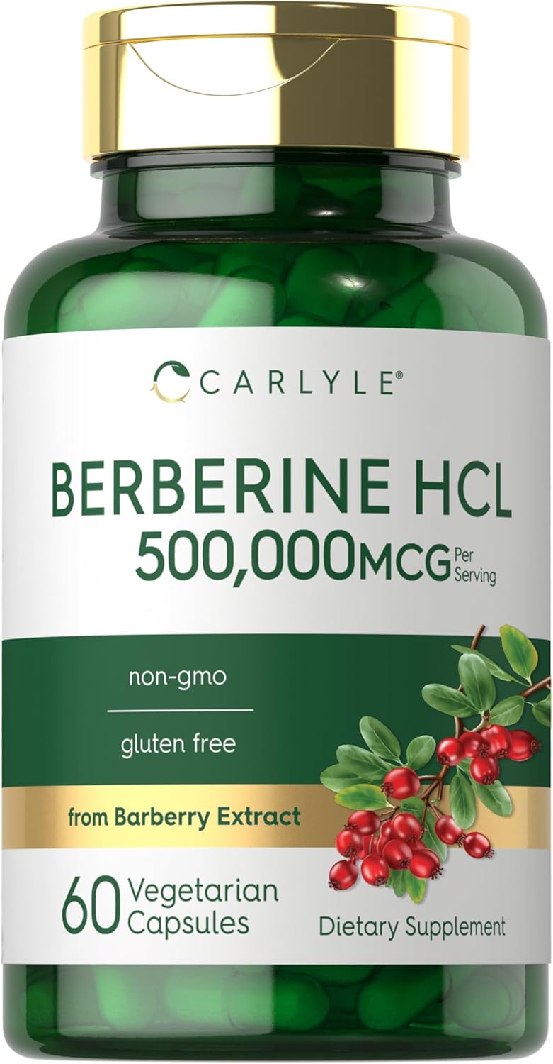 Carlyle Berberine Supplement 500,000Mcg | 60 Capsules | Berberine Hcl | Vegetarian, Non-Gmo, Gluten Free