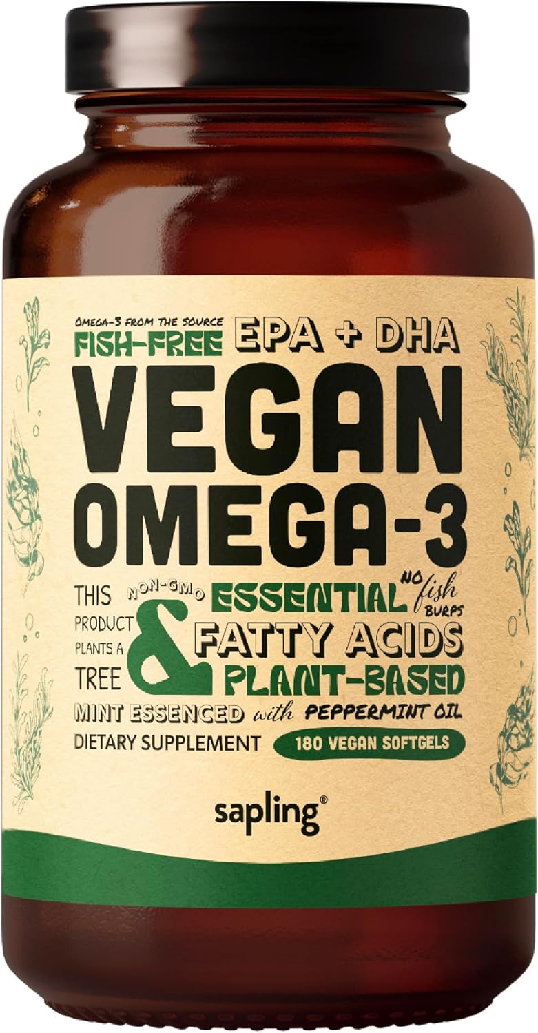 Vegan Omega 3 Supplement - Plant Based Dha & Epa Fatty Acids - Carrageenan Free, Alternative To Fish Oil, Supports Heart, Brain, Joint Health - Sustainably Sourced Algae - 60 Softgels