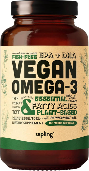 Vegan Omega 3 Supplement - Plant Based Dha & Epa Fatty Acids - Carrageenan Free, Alternative To Fish Oil, Supports Heart, Brain, Joint Health - Sustainably Sourced Algae - 60 Softgels