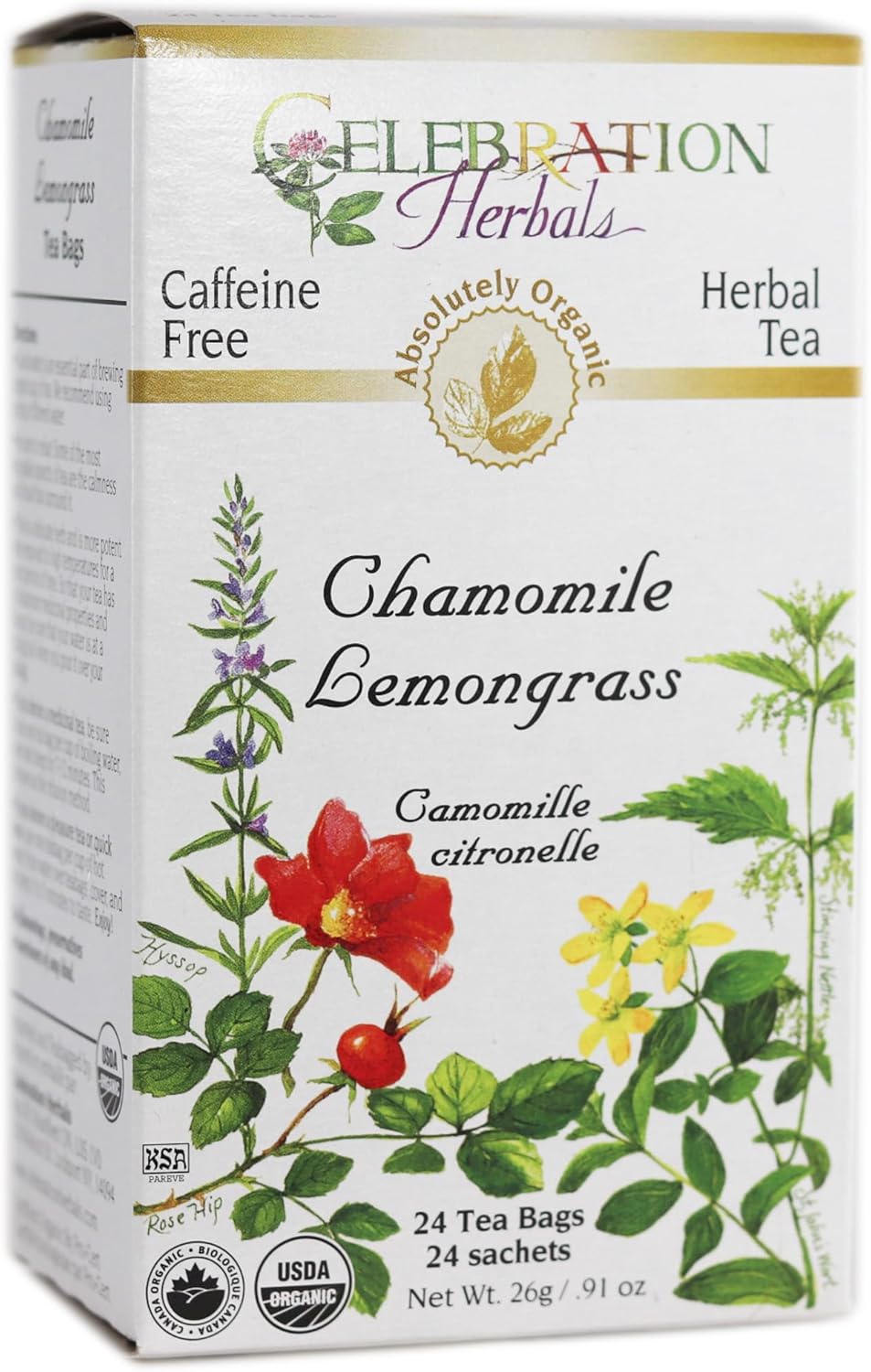 Celebration Herbals Chamomile With Lemongrass Tea Org 24 Bag, 0.02 Pound