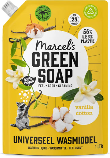 Marcel’S Green Soap Universal Washing Liquid Refill Vanilla & Cotton – Laundry Detergent Refill – Vegan – Palm-Oil Free - For 23 Washes – 1 Liter