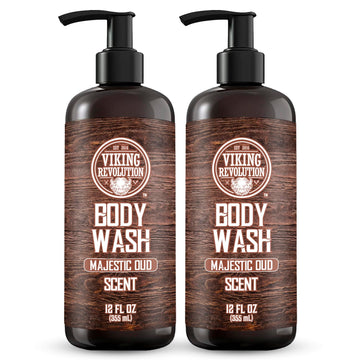 Viking Revolution Men'S Body Wash - Majestic Oud Mens Body Wash - Mens Natural Body Wash For Men With Vitamin E And Rosemary Oil - Shower Gel Body Wash Men (12 Fl Oz, Pack Of 2)