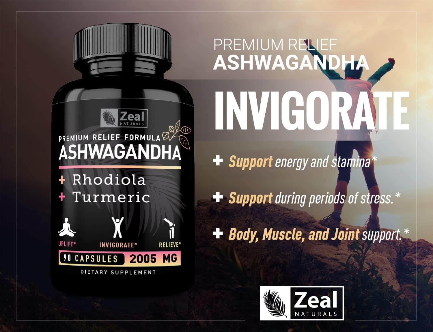 Ashwagandha Complex - Organic Ashwagandha Root Powder + Rhodiola Rosea + Turmeric - Premium Support Formula - Ashwagandha Capsules Supplement : Health & Household