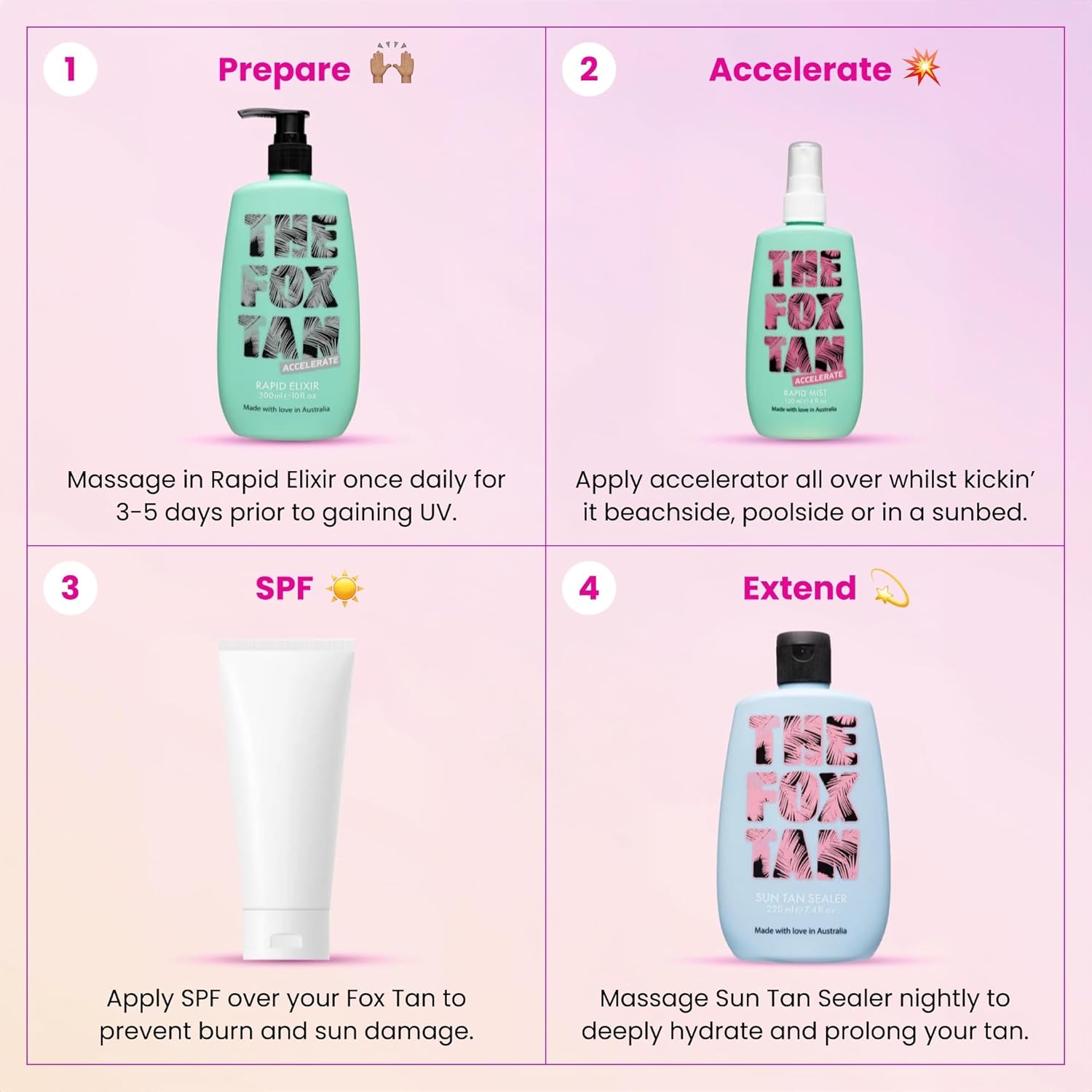 The Fox Tan Upsize Me Bundle, For Darker & Faster Tans, Creates Flawless, Long-Lasting Tan Skin, Vegan & Cruelty Free, 120Ml + 300Ml (2 Products)