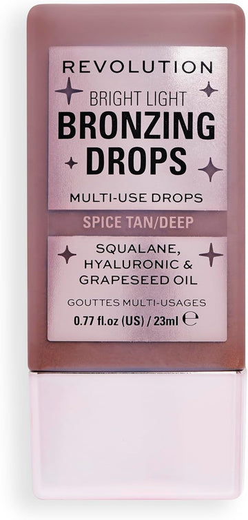 Makeup Revolution, Bright Light Bronzing Drops With Hyaluronic Acid, Sun-Kissed Finish, Deep Bronze Spice, 23Ml