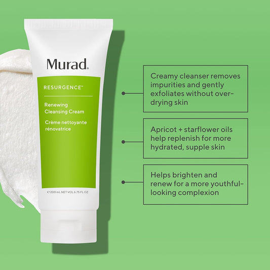 Murad Renewing Cleansing Cream Travel - Resurgence Anti-Aging, Cleansing Cream Face Wash - Hydrating Daily Face Cleanser, 2.0Fl Oz