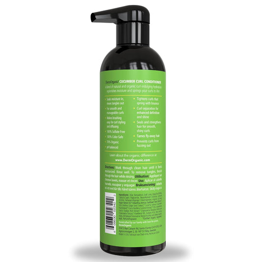 Dermorganic Cucumber Curl Cream For Hair – Sulfate-Free, Color Safe, Hydrating, 5 Oz