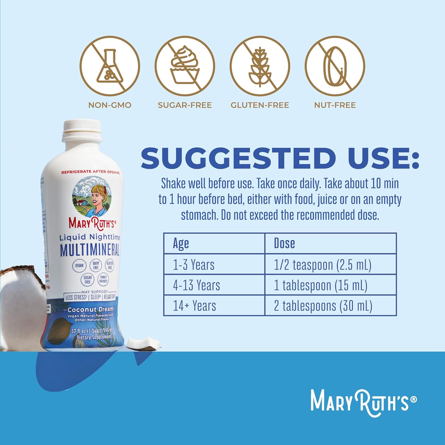Extra Strength Nighttime Liquid Multimineral Sleep Supplement | Sugar Free | Calm Magnesium Citrate Sleep | NO Melatonin | Calcium Magnesium Zinc | Available in 4 Flavors | Vegan | 32 Servings : Health & Household
