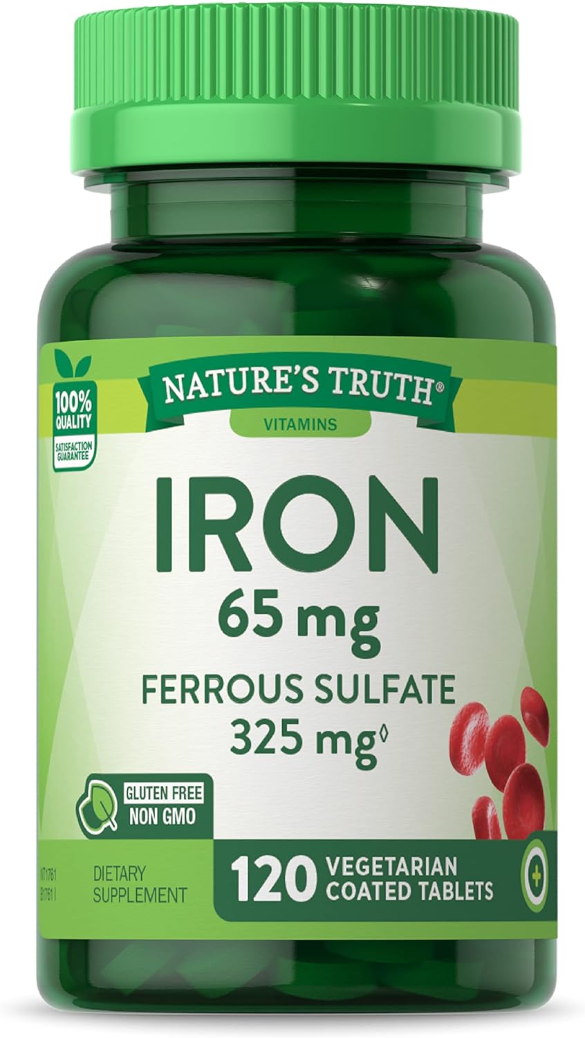 Ferrous Sulfate Iron Supplement | 65 mg | 120 Tablets | Non-GMO, Gluten Free | by Nature's Truth