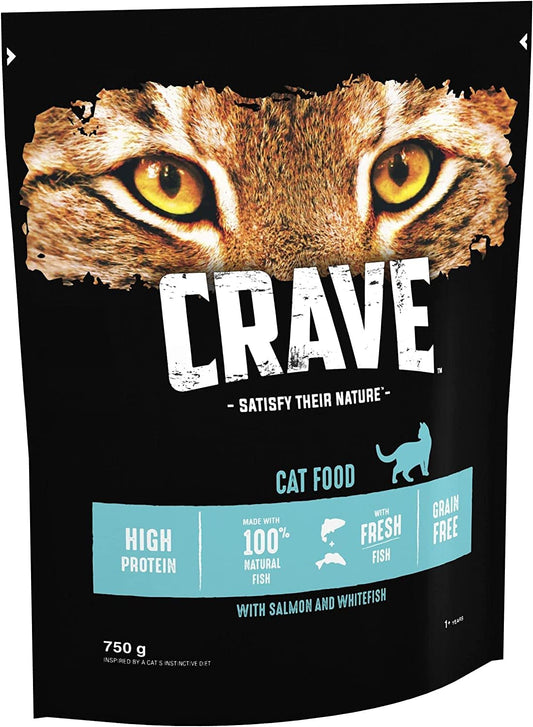 Crave Dry Cat Food - High Protein and Grain-Free Cat Food with Salmon and WhiteFish, 750 g (Pack of 4)?424924