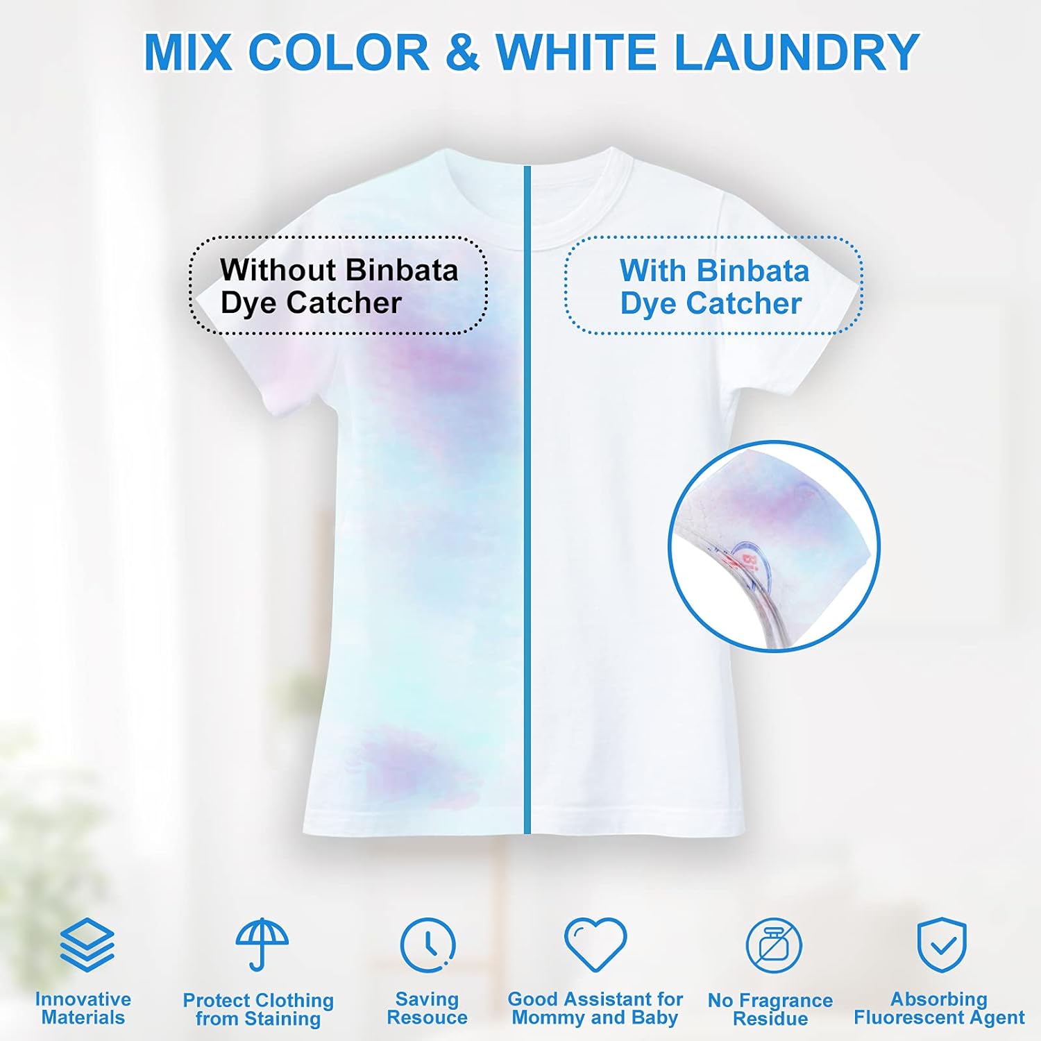 Binbata Color Grasper for Laundry 76 Count, Fragrance Free Dye Catcher Essential for Home Use, Dye Guard Grabber Sheets for Laundry in-Wash Sheets : Everything Else