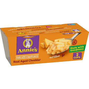 Annie'S Macaroni And Cheese, Real Aged Cheddar And Organic Pasta, Microwavable Cups, 2 Ct, 4.02 Oz