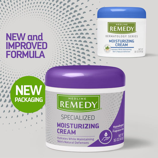 Medline Remedy Specialized Skin Cream, Fragrance-Free (16 oz), 1.5% Dimethicone, Nourishing Moisturizer for Dry Skin, Sulfate-Free, Paraben-free, Hypoallergenic Body Cream, Daily Lotion for Dry Skin