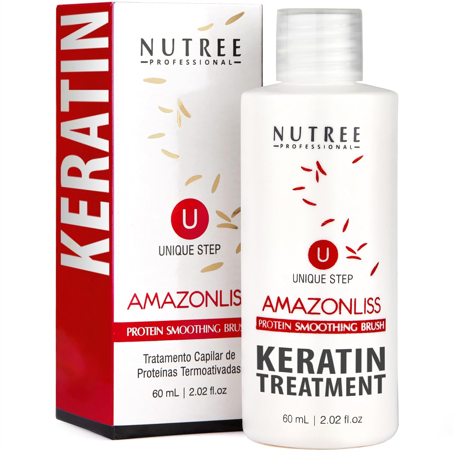 Amazonliss Brazilian Keratin Hair Treatment One Step Protein Hair Treatment Formaldehyde Free Hair Strengthening Alisado Brasileño Keratina Brasileña (One Step Keratin 2.02 Fl Oz)