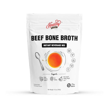 Hearthy Foods Beef Bone Broth Powder, Grass-Fed Hydrolyzed Bovine Bone Broth, Keto And Paleo Friendly Strengthens Immunity, Supports Bone Health, Halal Certified, Non-Gmo, 16 Oz. 454G