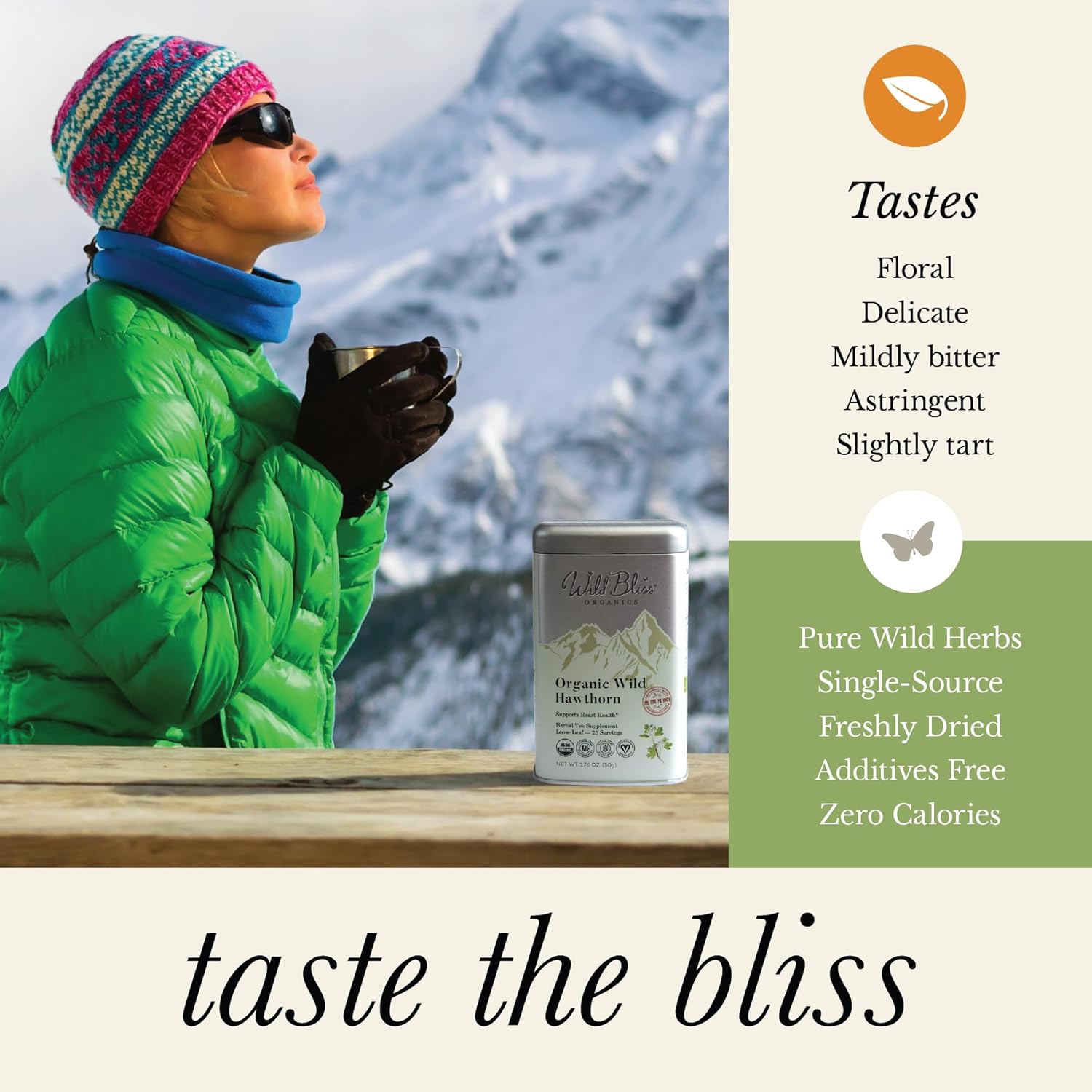 Wild Bliss Organic Linden Flower Tea - Caffeine Free Loose Leaf Calming Herbal Tea - 1.76 Ounces - 25 Servings : Grocery & Gourmet Food