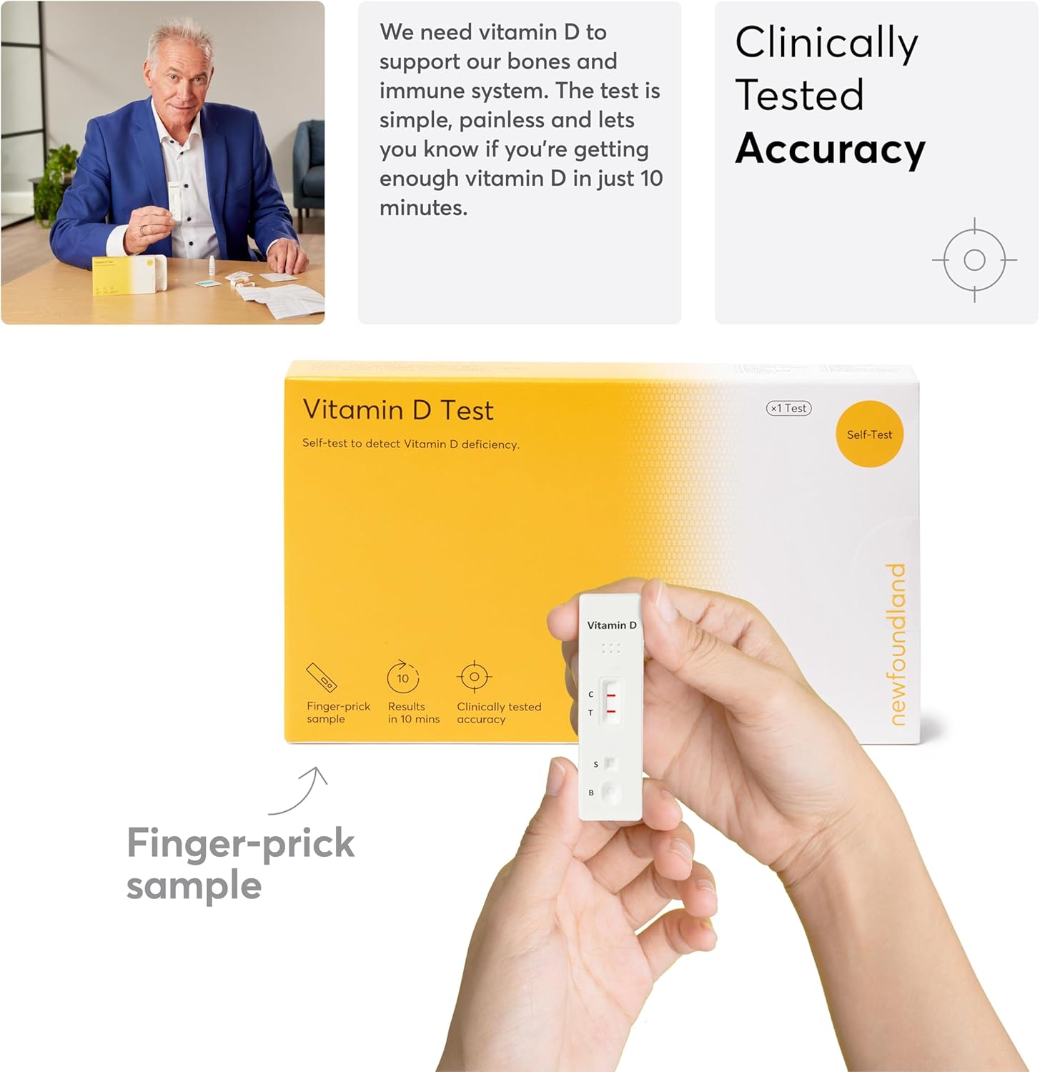 Newfoundland Vitamin D Test Kit - UV Deficiency Detection - 99% Accurate Home Test for Vitamin D Levels - Certified by CE - Blood Test Kit for D3 & D2 - Sunlight & UVB, Single Person Testing : Amazon.co.uk: Health & Personal Care