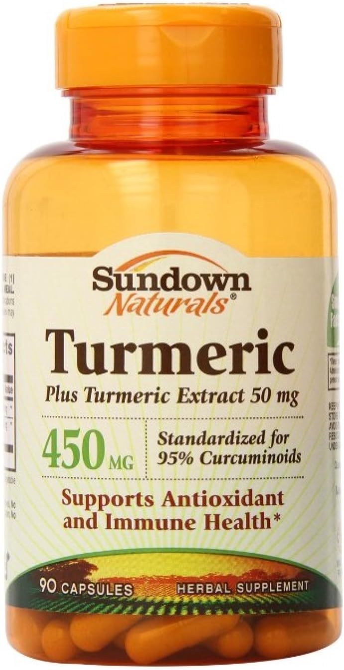 Sundown Naturals Turmeric 450 mg Capsules 90 ea (Pack of 2) : Health & Household
