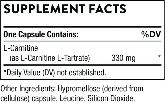 Thorne L-Carnitine - Amino Acid Supplement To Support Energy Production - 60 Capsules