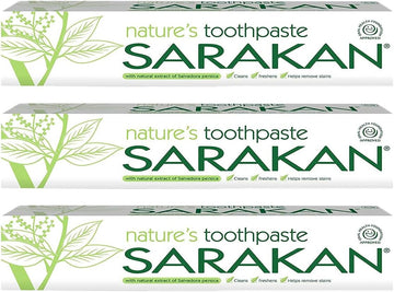 Sarakan Nature’S Toothpaste (50 Ml) | Vegan Toothpaste | Fluoride Free | Suitable For Adults And Children - 3 Pack