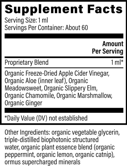 Global Healing Center Acid Reflux Relief Organic Liquid Supplement W/Slippery Elm - Helps Upset Stomach, Heartburn, Indigestion - Supports Body's Defense Against Digestive Issues - 2 Fl oz