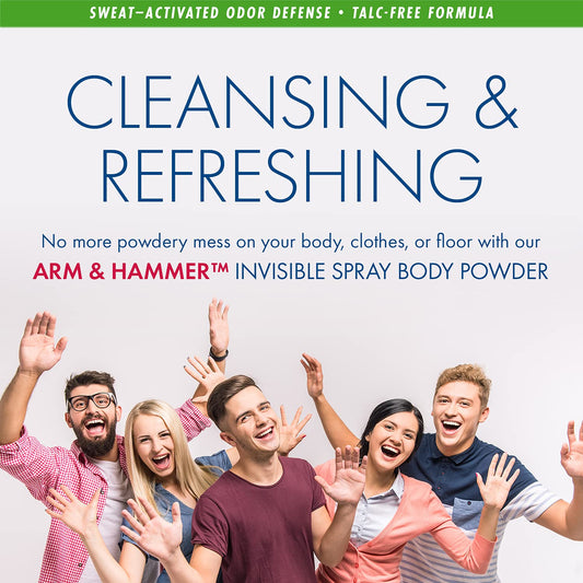 Arm & Hammer Invisible Body Powder Spray, Clear Talc-Free Body Odor & Sweat Control For Men & Women, Spray Body Powder For Women And Men, Arm And Hammer Body Spray Powder, 7 Oz (3 Pack)